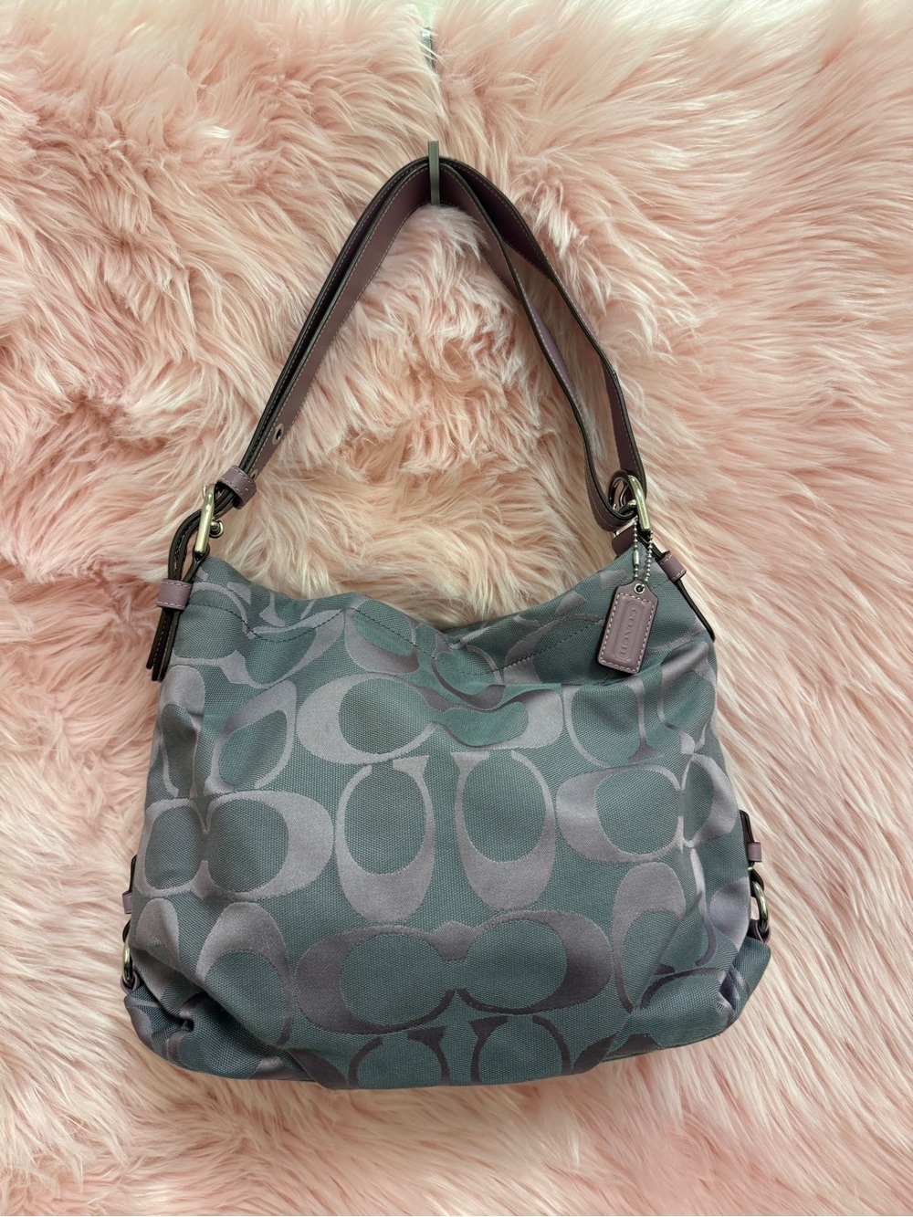 Vintage Coach Lilac and Gray Shoulder Hobo